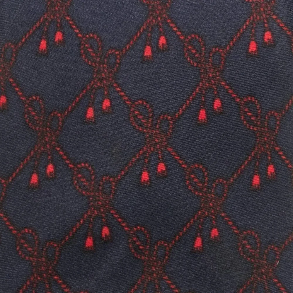 DIOR 100% Silk Tie | Blue with Red Ropes and Tassles Pattern - Picture 5 of 6